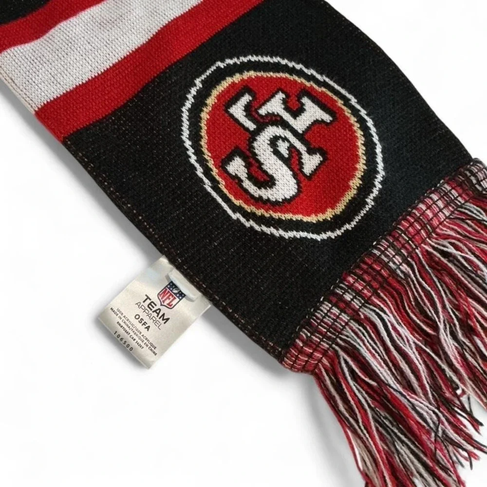 NFL Team Apparel San Francisco 49ers Scarf Unisex OSFA Black Excellent Knit Logo